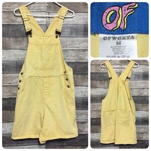 Odd Future Denim Overalls Shortalls Women's Medium Yellow Gold (Inseam 5.5)